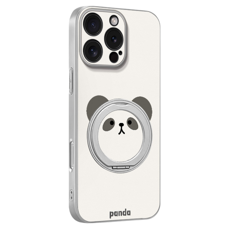 圆脸熊猫适用于苹果16pro手机壳华为mate70pro+新款卡通15pro磁吸支架14plus高级感13全包12pro防摔保护套