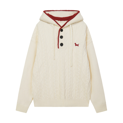 BIPOLAR小狗绣标拼色针织衫