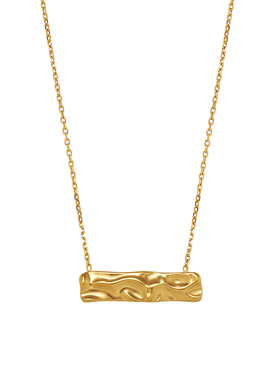 古法捶打纹小金条钛钢锁骨链