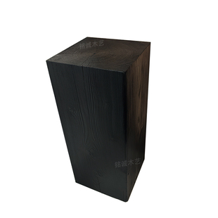 侘寂风碳化方形原木墩子民宿摆件欧式树桩创意实木家用矮凳边角几