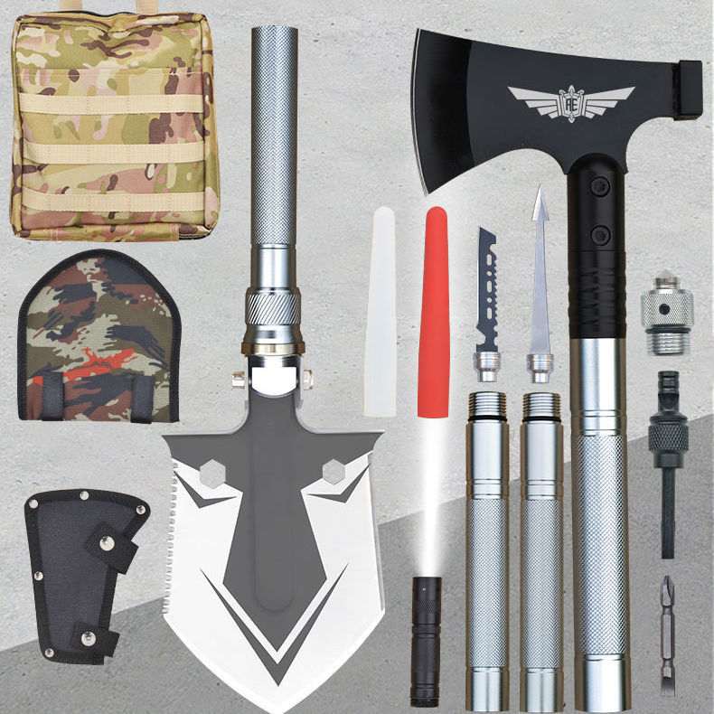 户外工兵铲多功能斧头工兵锹野营铲子折叠便携兵工铲车载应急工具