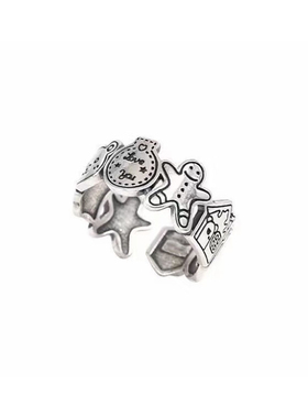 藏银开口戒指可调节女生个性饰品