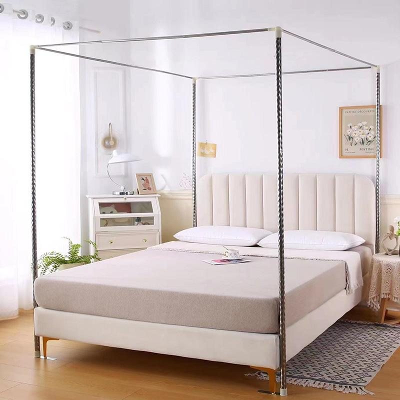 新款蚊帐支架家用卧室加粗加厚1.2m单门落地双人老式穿杆支架纹帐