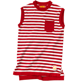 mibi儿童连衣裙春夏新款女童针织连体裙纯棉背心裙长款裙子条纹