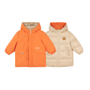 青蛙王子童装男童双面穿羽绒服冬季新款宝宝冬装加厚保暖帅气外套