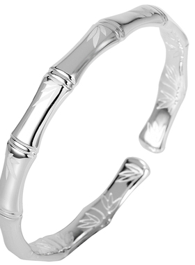 9999竹报平安实心开口纯银手镯