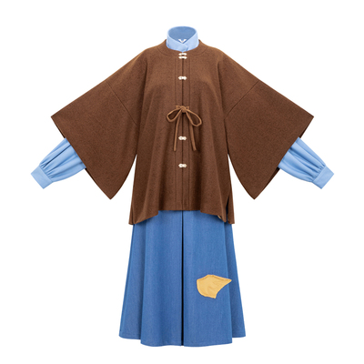 明羊毛呢圆领袄外套百搭秋冬汉服