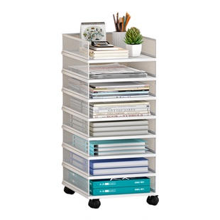 文件架办公桌下文件架落地置物架可移动文件收纳架资料整理架子带轮办公室置物架子多层分层小推车