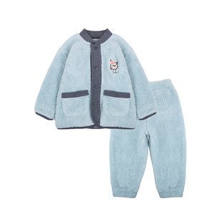 男童珊瑚绒睡衣秋冬款儿童家居服冬季加绒加厚2025新款男孩居家服