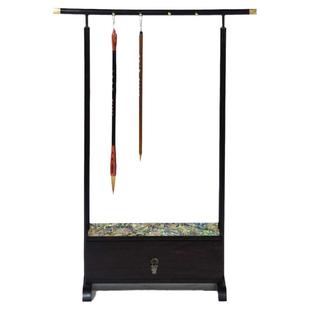 赋比兴 国家非遗 镶嵌螺钿漆器毛笔挂毛笔架 高档精品大号紫光檀实木笔架挂 多支文创新中式文房四宝创意笔挂