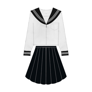 山川会社原创jk制服裙套装正统白三本基础款水手中间服长裙女日系
