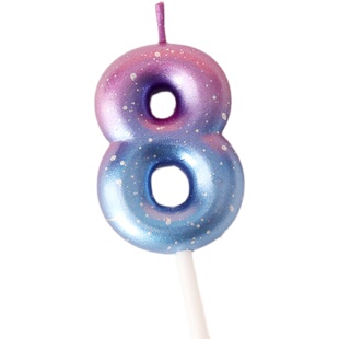 银河渐变蜡烛摆件粉蓝紫色ins风生日派对蛋糕数字0-9蜡烛插件插卡