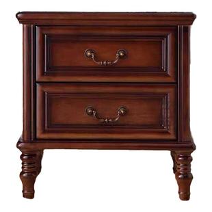 美式轻奢实木床头柜简约柜田园复古风卧室窗头柜抽屉收纳储物柜