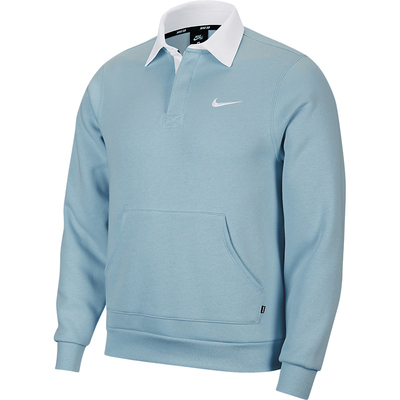 耐克男士休闲衬衣翻领加绒卫衣