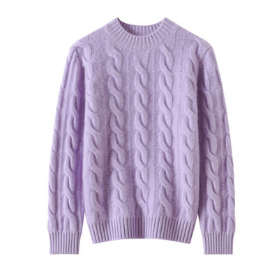 100%纯山羊绒3股加厚扭花毛衣