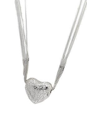 925纯银女唐草爱心项链