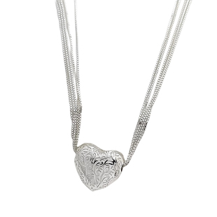 Aries白羊座 s925纯银唐草爱心吊坠多层流苏项链轻奢精致独特8.3g