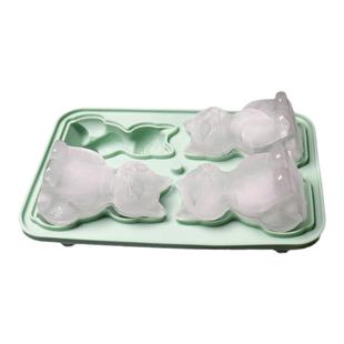 创意猫咪可爱动物食品级硅胶冰块模具婴儿辅食硅胶带盖软冷冻冰格