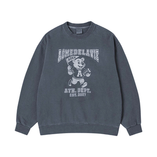 ADLV橄榄球AC熊水洗圆领卫衣26春季新款简约休闲长袖上衣男女同款