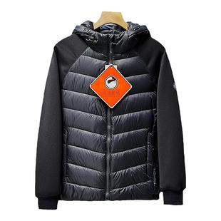 重磅推荐！90白鹅绒填充！户外运动太空棉拼接男士冬季连帽羽绒服