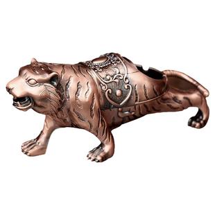 新款合金家用客厅办公室创意潮流带盖子防飞灰防摔老虎烟灰缸摆件