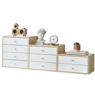 白色铜把手实木免安装桌面收纳柜卧室客厅餐桌多层抽屉式置物架