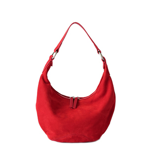 仟佰格麂皮斜挎饺子包磨砂牛皮韩系手拎百搭单肩包通勤高级腋下包