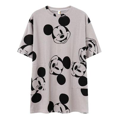 浪莎带胸垫一体睡裙女夏季纯棉短袖韩范睡衣卡通可外穿休闲家居服