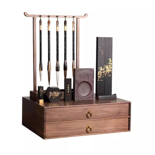 善琏湖笔马到成功文房四宝套装毛笔套装笔墨纸砚墨块砚台徽墨毛笔架书法文房四宝精品套装高档毛笔礼盒专业级