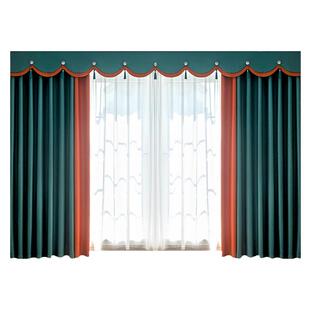 定制全屋全套窗帘帘头窗幔头送帘头送轨道罗马杆全遮光布防晒隔热