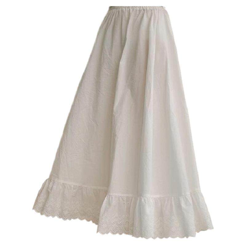 半身打底裙内衬森系女单层白色纯棉刺绣花边文艺防静电内搭长裙胆