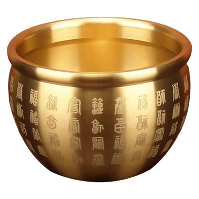 黄铜招财进宝百福米缸装饰品摆件