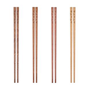 沐林筷子繁花似锦雕刻家用筷无漆无蜡鸡翅坤甸红檀黄檀木筷易清洗