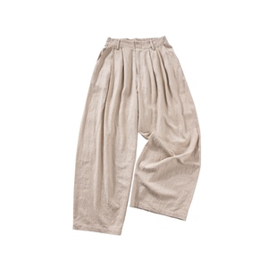 晶咕白标DADATATA【梅丁假日】2025夏季松紧腰直筒宽松亚麻阔腿裤