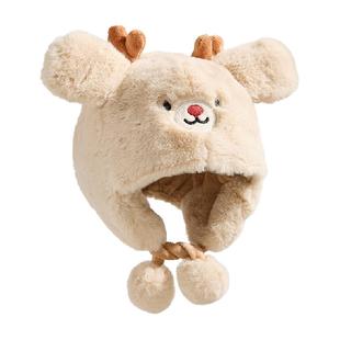 贝肽斯宝宝帽子冬款婴儿毛绒帽男童女孩加绒加厚保暖防风护耳帽