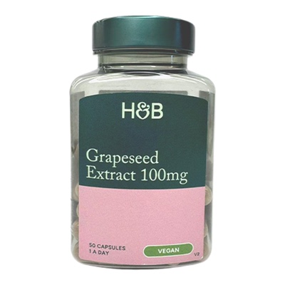 英国HB荷柏瑞葡萄籽提取物胶囊花青素抗氧化美白淡斑提亮100mg