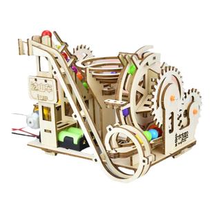 滚珠轨道积木玩具过山车手工diy立体拼图3d弹珠木质网红拼装模型