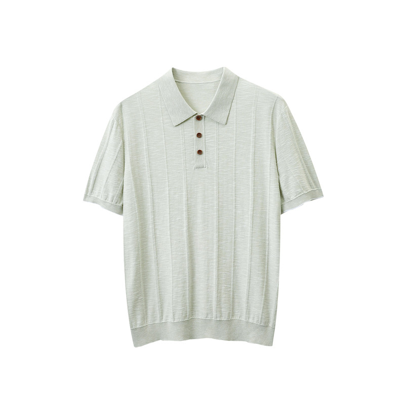 奢感夏日夏季桑蚕丝针织POLO衫