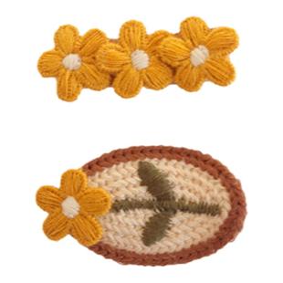 宝宝儿童韩版发饰 女孩全包布针织红色小花发夹 女孩品质刘海边夹