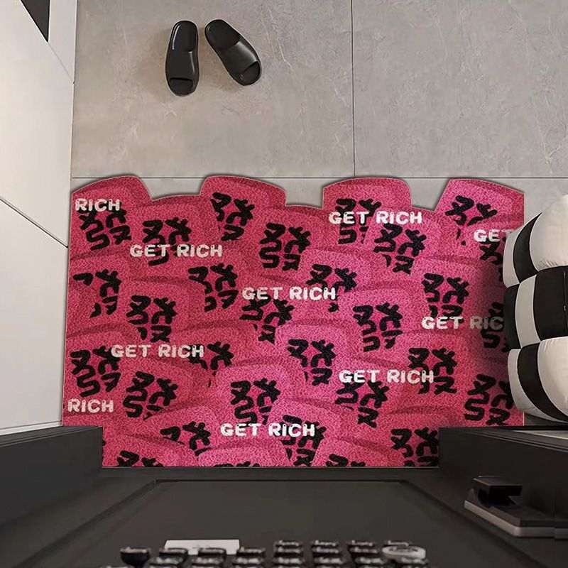 国潮麻将进门地毯家用耐脏耐磨玄关垫丝圈地垫发财入户脚垫可定制