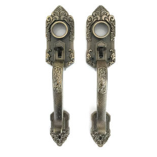 农村大门锁 铝合金按压大门锁 青古铜色三舌花锁上下锁 防盗锁