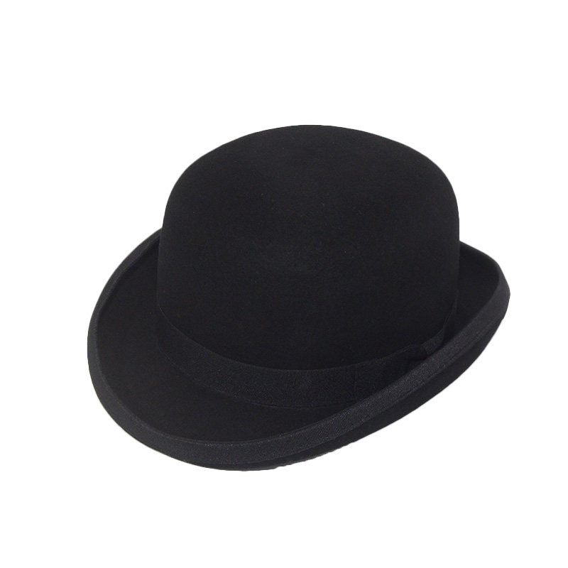Bowler Hat羊毛呢圆顶硬礼帽男街舞毛毡绅士帽子女通用英式bobber