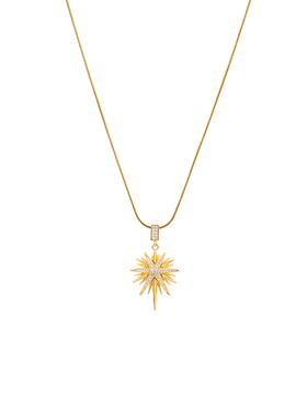 Vintage古着星芒镶钻吊坠项链