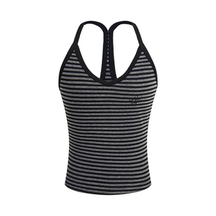 辣到中暑夏季美式辣妹条纹撞色背心吊带修身显瘦无袖上衣百搭