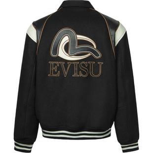EVISU 福神男士商标刺绣加厚棒球服飞行员夹克外套