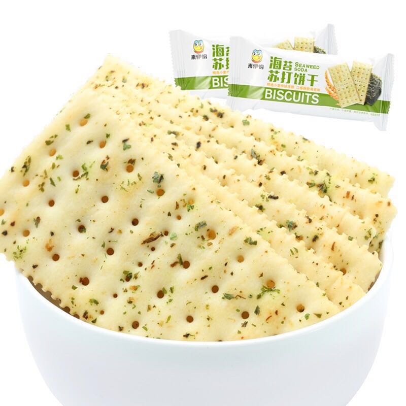 来伊份苏打饼干奶盐味500g小包装海苔纤麦早餐代餐咸味休闲零食