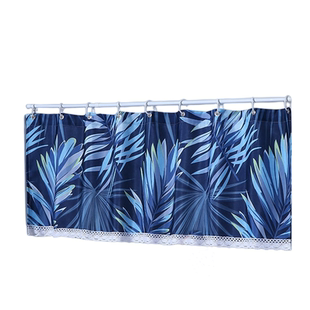 免打孔卫生间北欧遮挡布防水窗帘防霉厨房橱柜挂钩半窗帘浴室挂环