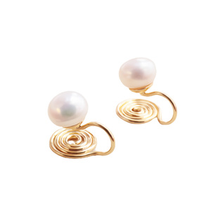 天然珍珠耳钉女气质高级感耳夹女无耳洞无痛耳环蚊香盘耳饰通勤