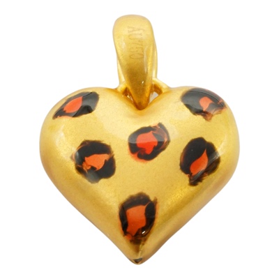 18k金豹纹爱心吊坠女百搭DIY配件