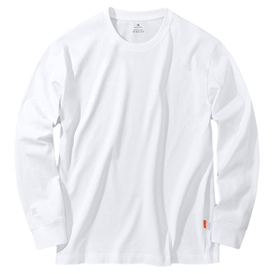 布先生廓形纯棉t恤白色长袖男款